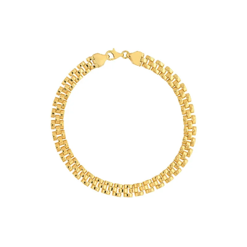 14K Yellow Gold Brick Pattern Bracelet