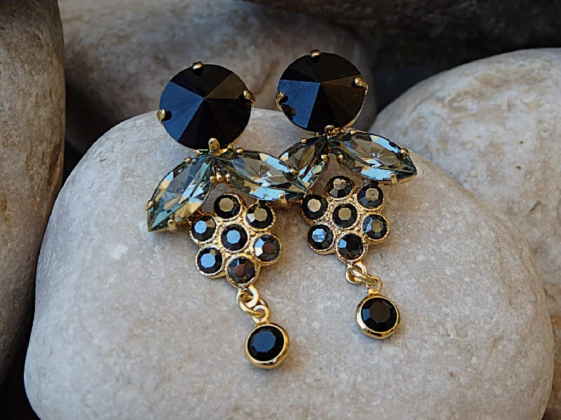 Black evening earrings