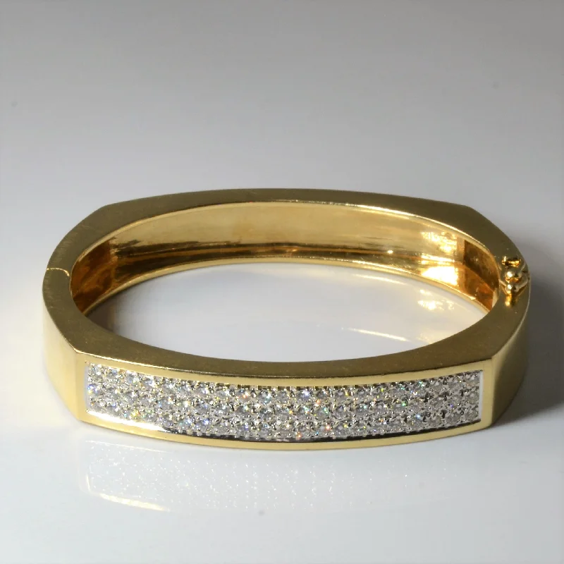 Heavy Pave Diamond Bar Bangle | 1.26ctw | 7" |