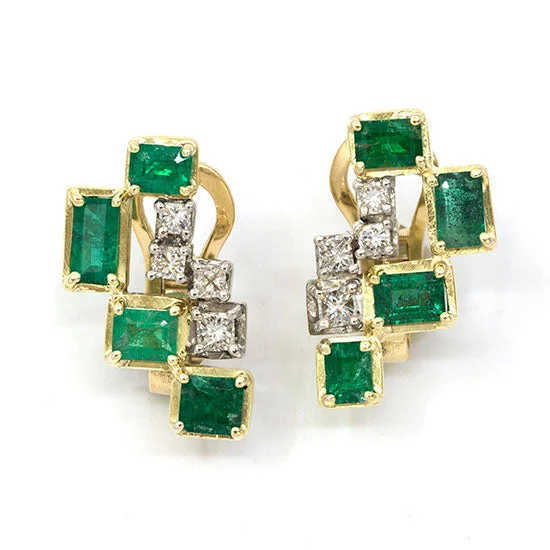 Stepped Emeralds & Diamonds Earring