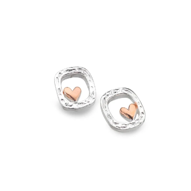 Sea Gems Framed Heart Stud Earrings