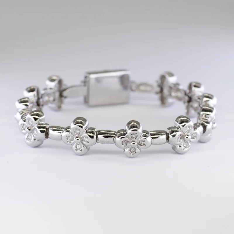 Flower Design Diamond Chain Bracelet | 0.5ctw | 7"|