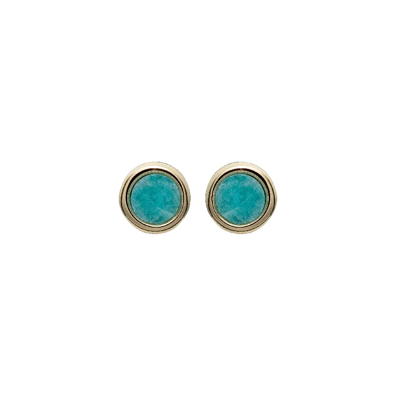 Unique & Co Amazonite Stud Earrings - 18ct Yellow Gold Vermeil