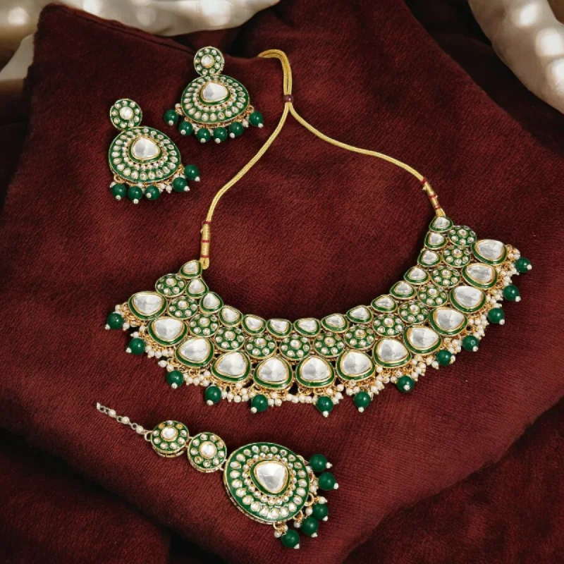 Pakistani Pearl Kundan Choker Chandbali Maantika Set, Choker Kundan Earrins Set, Earring choker Set, indian Mangtika set, Bridal Necklace Earring mangtika set, Bollywood Jewelry