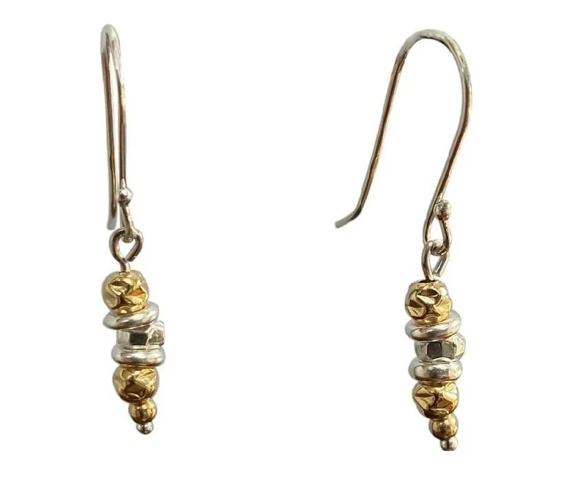 Gold and Silver Drop Earrings