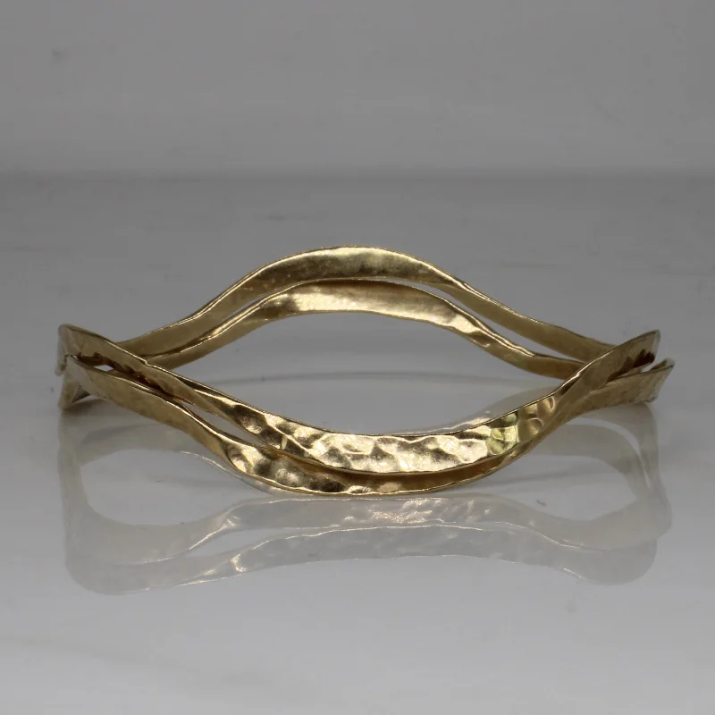 Hammered Yellow Gold Wavy Bracelet Set | 8" |