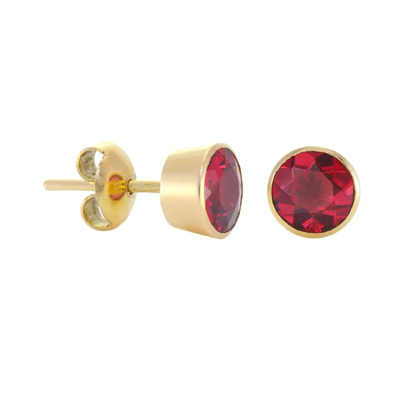 Simon Alexander 9ct Yellow Gold and Garnet Round Stud Earrings