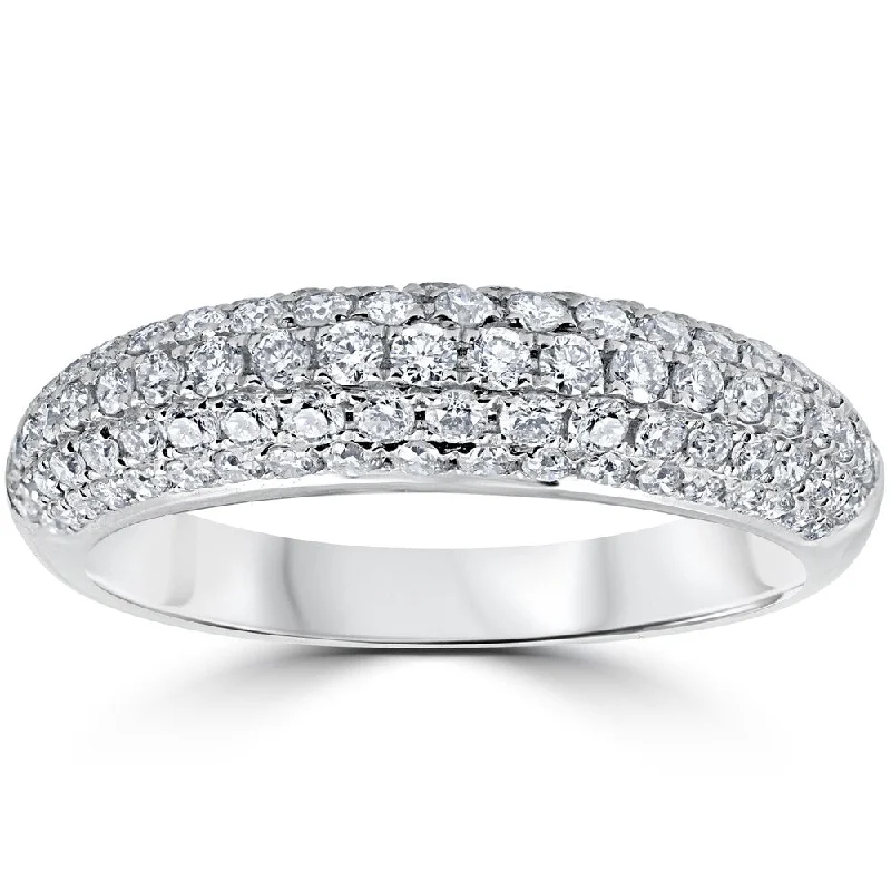 18k White Gold 1 ct TDW Diamond Micro Pave Wedding Ring