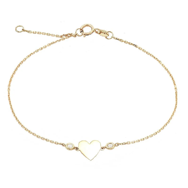 14K Gold Heart Bracelet With Diamonds