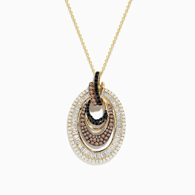 Confetti 14K Yellow Gold Black, Espresso and White Diamond Pendant