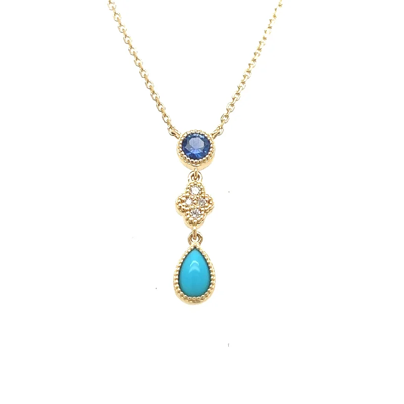 Arabesque Turquoise & Sapphire Pendant