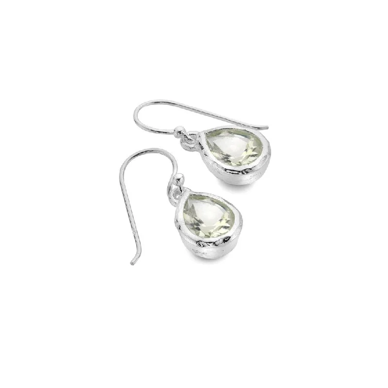 Sea Gems Silver Green Quartz Ocean Droplet Earrings