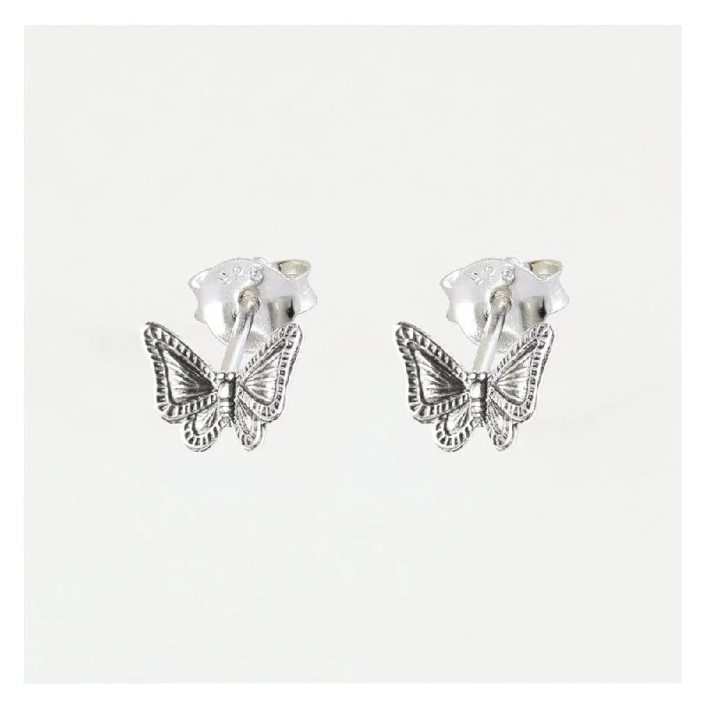 Kingsley Ryan Sterling Silver Detail Butterfly Stud Earrings