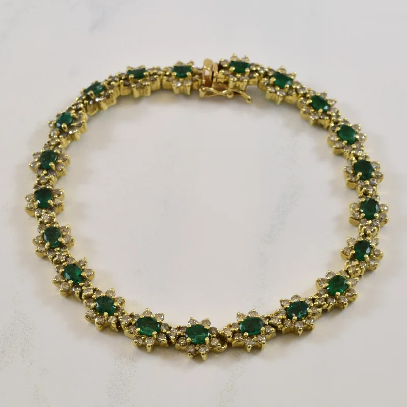 Emerald & Diamond Tennis Bracelet | 2.94ctw, 3.78ctw | 7.5" |