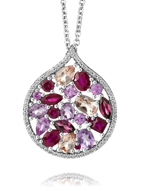 Caviar Pink Sapphire and Rubies Pendant