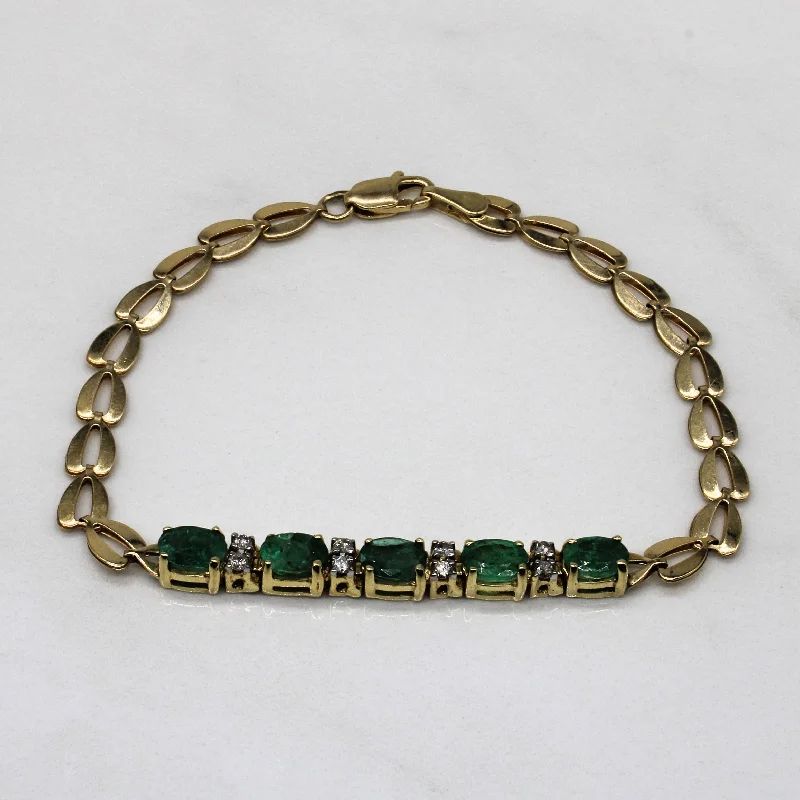 Emerald & Diamond Bracelet | 1.25ctw, 0.16ctw | 7" |