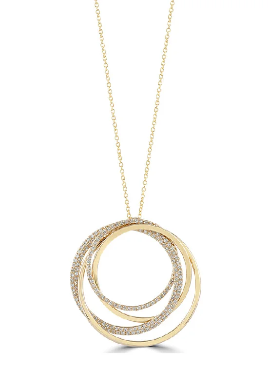 D'Oro 14K Yellow Gold Diamond Circles Pendant, 0.70 TCW