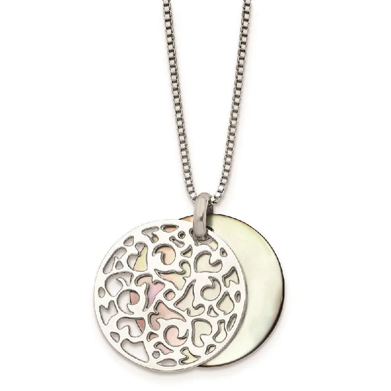 Stainless Steel Polished Mother of Pearl Pendant Necklace