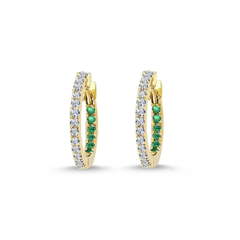 GFG Jewellery Claire Diamond and Emerald Huggie Hoops - 18ct Gold