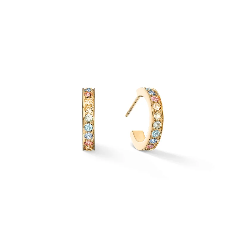 Coeur De Lion Gold Multicoloured Pastel Crystal Hoop Earrings