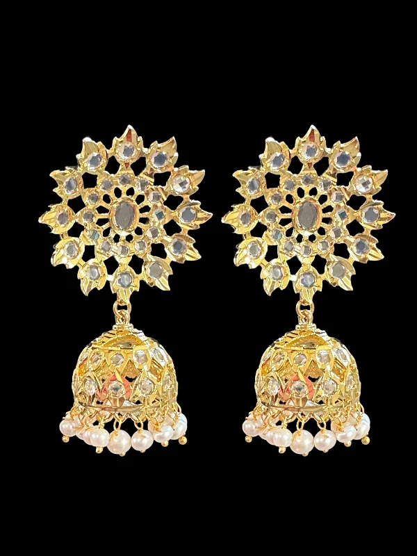 DER523 Hyderabadi gold plated Jhumka - pearls ( SHIPS IN 4 WEEKS )