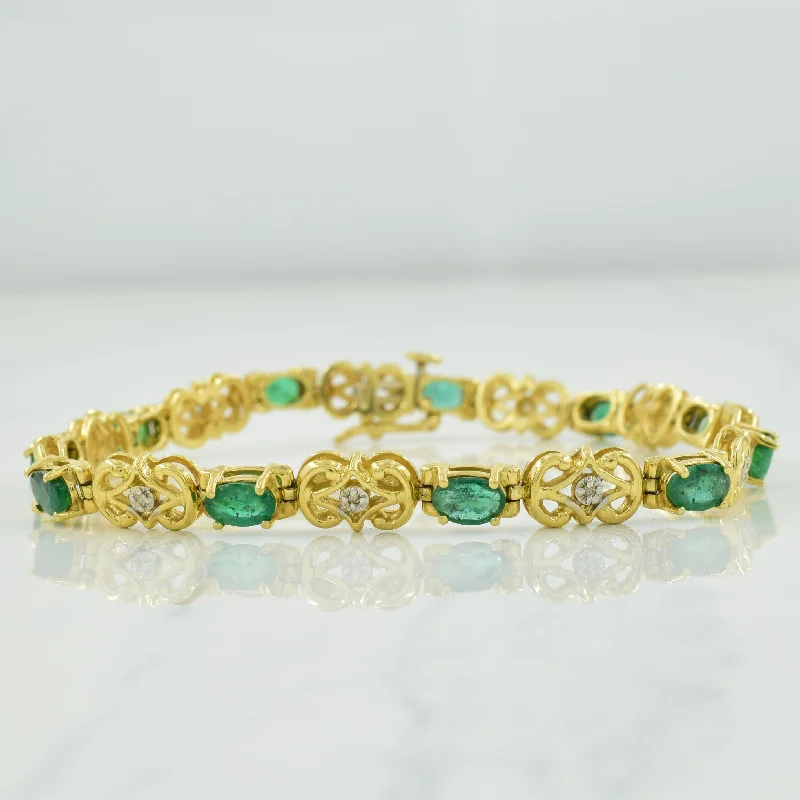 Emerald & Diamond Bracelet | 3.85ctw, 0.06ctw | 7.75" |