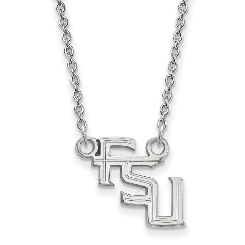 Sterling Silver Florida State Small 'FSU' Pendant Necklace