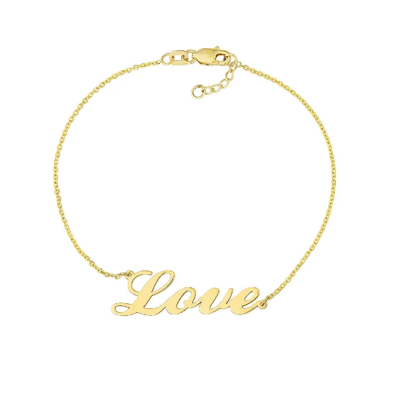 14K Gold Cursive Love Adjustable Bracelet