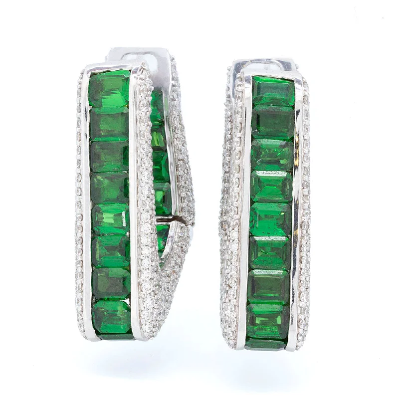 Channel Set Tsavorite Earring with Diamonds