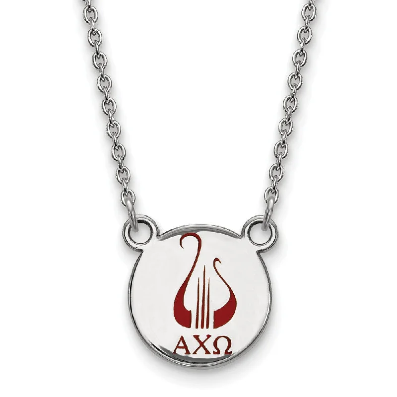 Sterling Silver Alpha Chi Omega Small Enamel Necklace