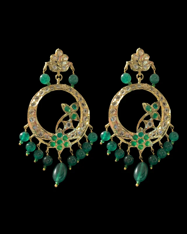 DER124 Esha Hyderabadi chandbali in green ( READY TO SHIP)