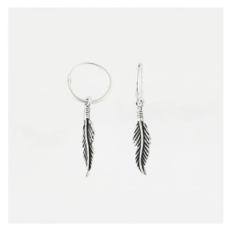 Kingsley Ryan Sterling Silver Dangly Feather Hoops