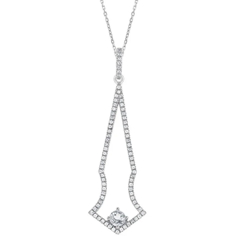 Bellissima Women's Necklace - Sterling Silver Thin Long Open White Topaz | BLK-7534