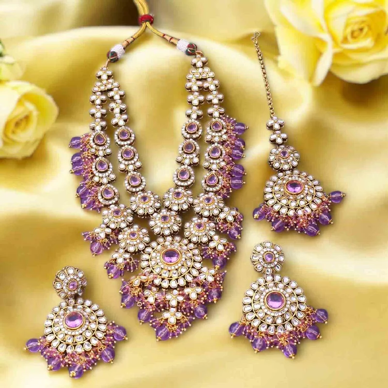 Purple Yunita Kundan Jewellery Set