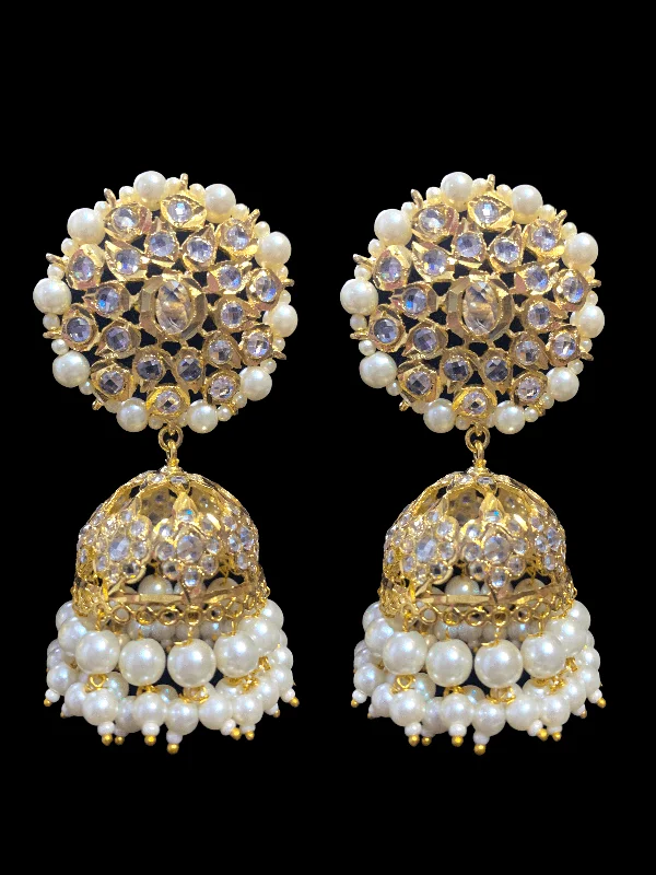 DER311 Amra hyderabadi jhumka in pearls - large ( SHIPS IN 4 WEEKS )