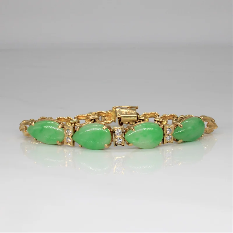 Jadeite & Diamond Tennis Bracelet | 15.00ctw, 0.24ctw | 6.5" |