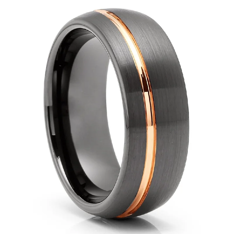 Gunmetal Rose Gold Tungsten Wedding Ring 8Mm Comfort Fit Cobalt Free Size 613