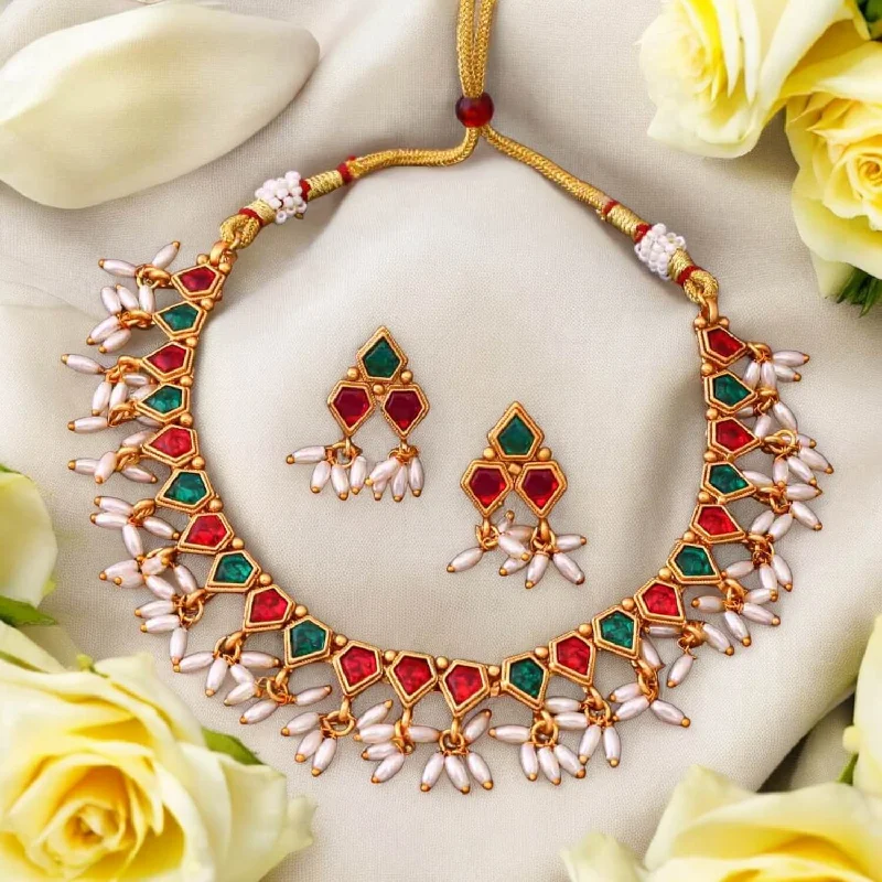 Multicolor Darpana Antique Jewellery Set - New Arrival