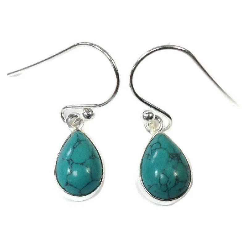 Sterling Silver Turquoise Teardrop Earrings