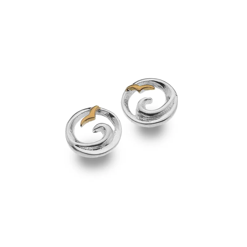 Sea Gems Seagull and Wave Stud Earrings