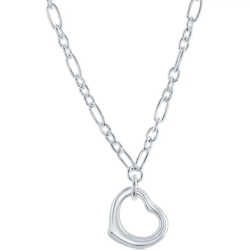 Classic Unisex Necklace - Sterling Silver Open Heart Pendant | N-5156