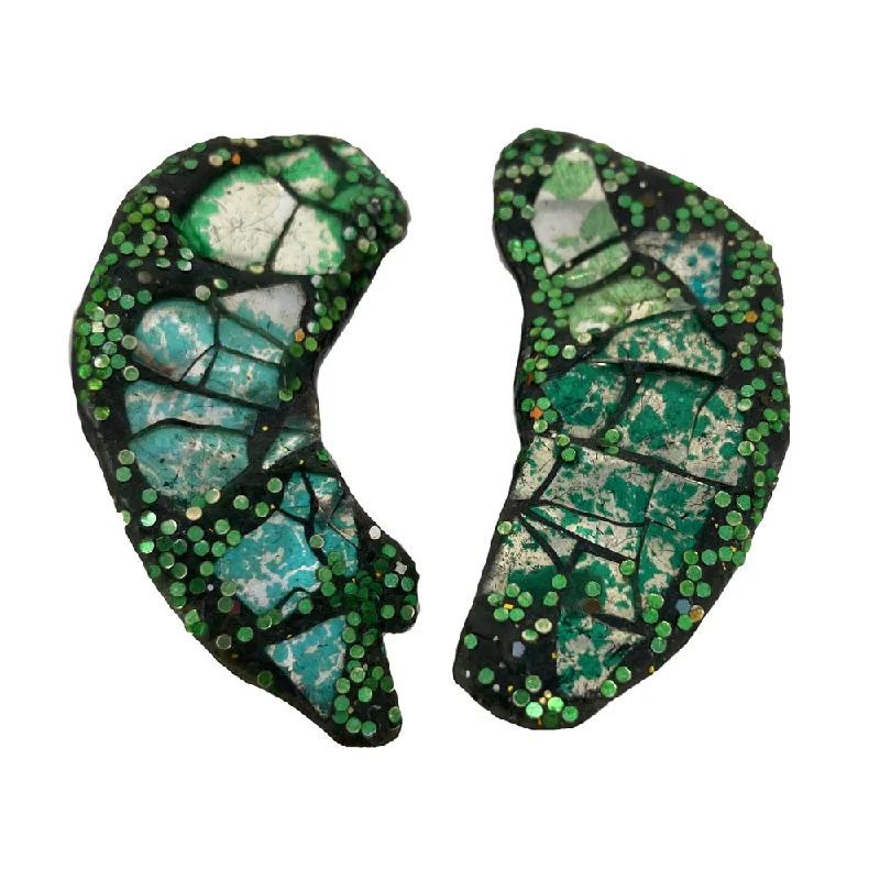 EMERALD GREEN SPLATTERED CLIP-ON EARRINGS, 2002