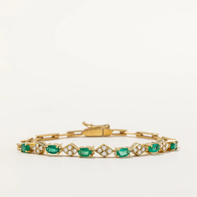 Emerald & Diamond Bracelet | 1.20ctw, 0.30ctw | 7" |