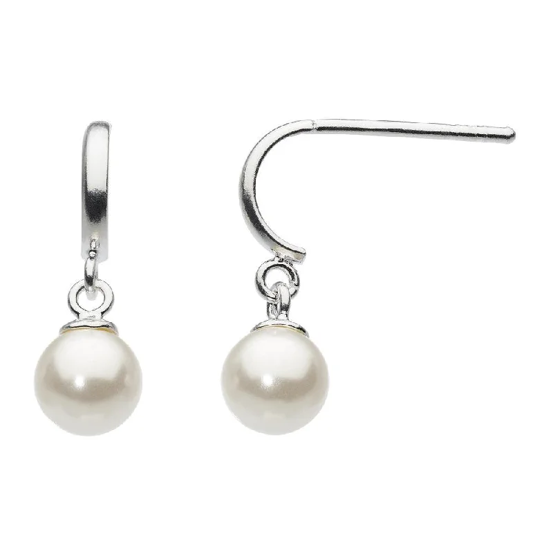 Freshwater Pearl Half Hoop Drop Earrings