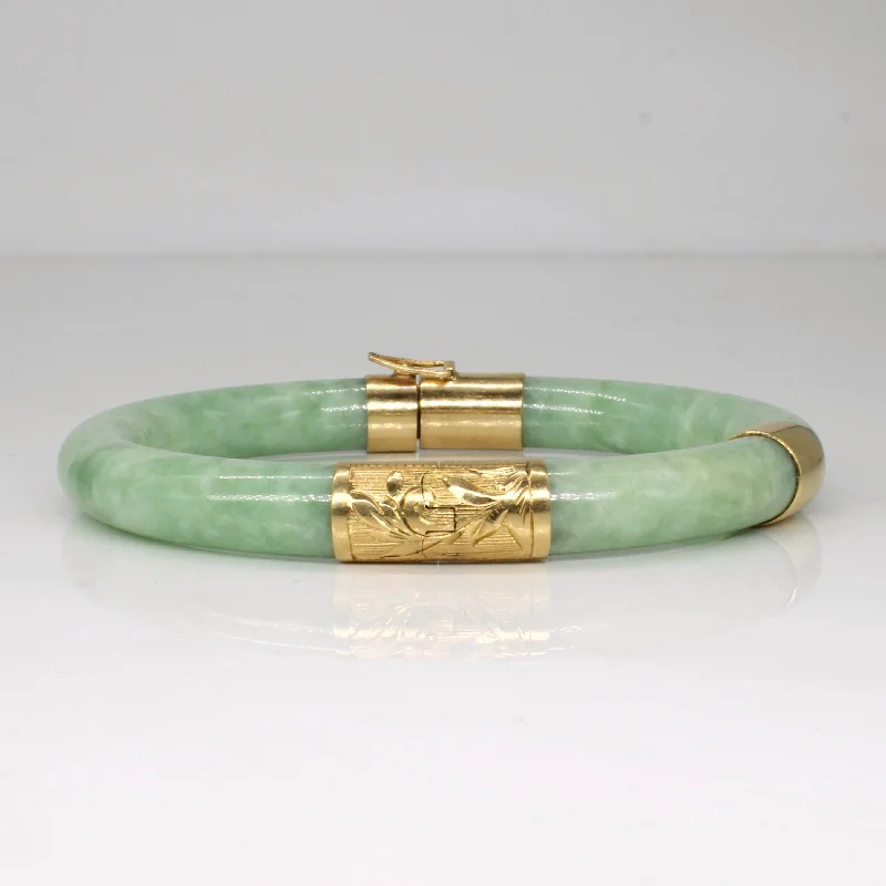 Jadeite 14k Bangle | 150.00ctw | 7.5" |