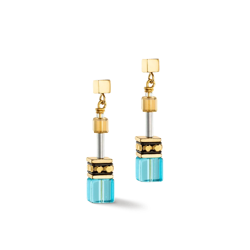 Coeur De Lion GeoCUBE® Iconic Gold and Turquoise Earrings