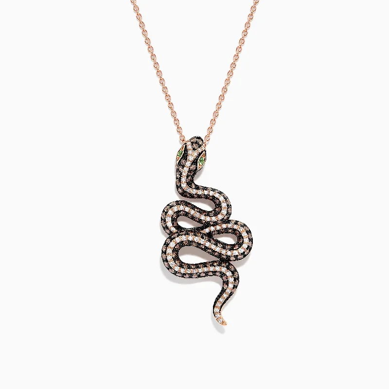 Safari 14K Rose Gold Diamond and Tsavorite Snake Pendant, 1.41 TCW