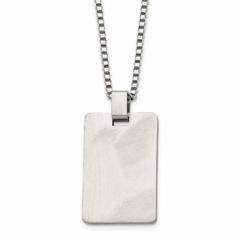 Stainless Steel Brushed and Scratch Finish Rectangle Necklace