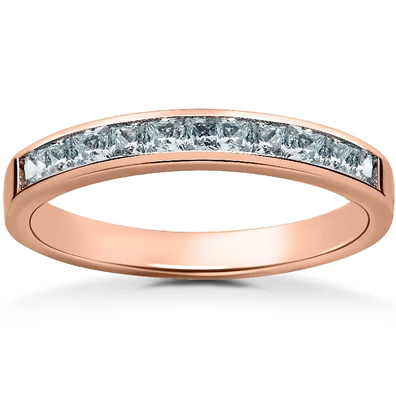 1/2ct Princess Cut Diamond Wedding Ring 14K Rose Gold