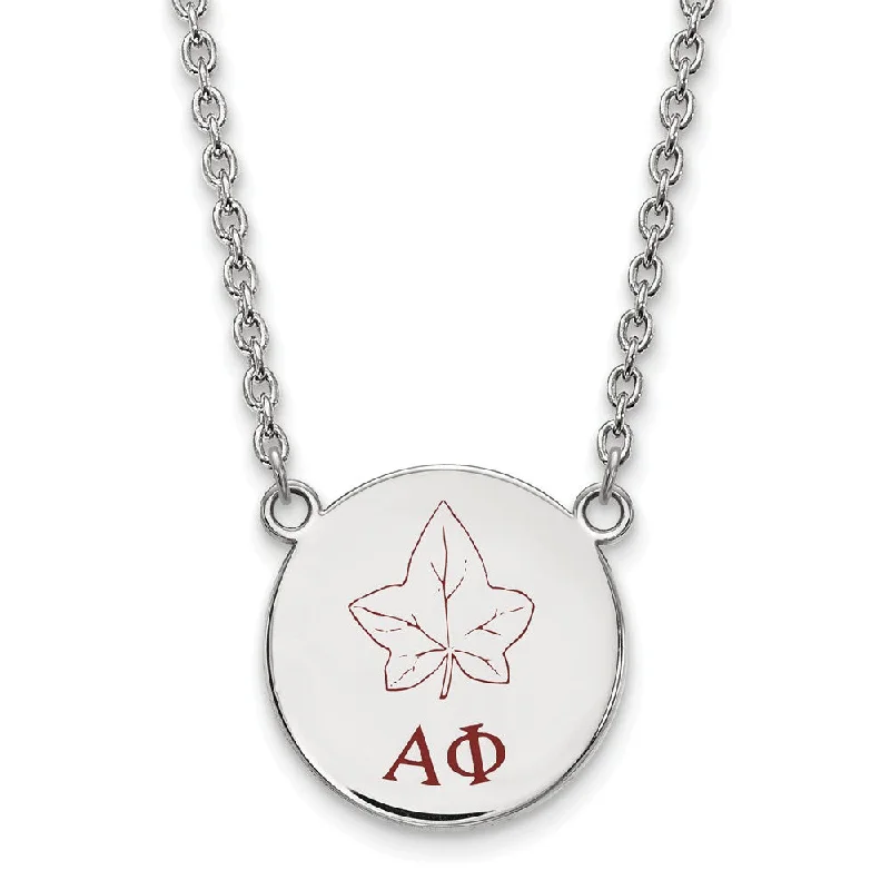 Sterling Silver Alpha Phi Large Enamel Necklace